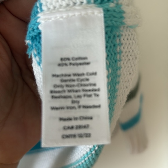 Talbots White Striped Cotton Blend Crewneck Pullover Sweater XL - Picture 7 of 8